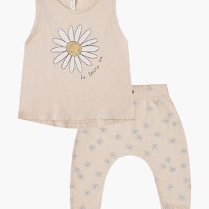 Rylee + Cru Daisy 2 Piece Baby Set Cream Floral Tank Top and Pants Size 12-18 MO